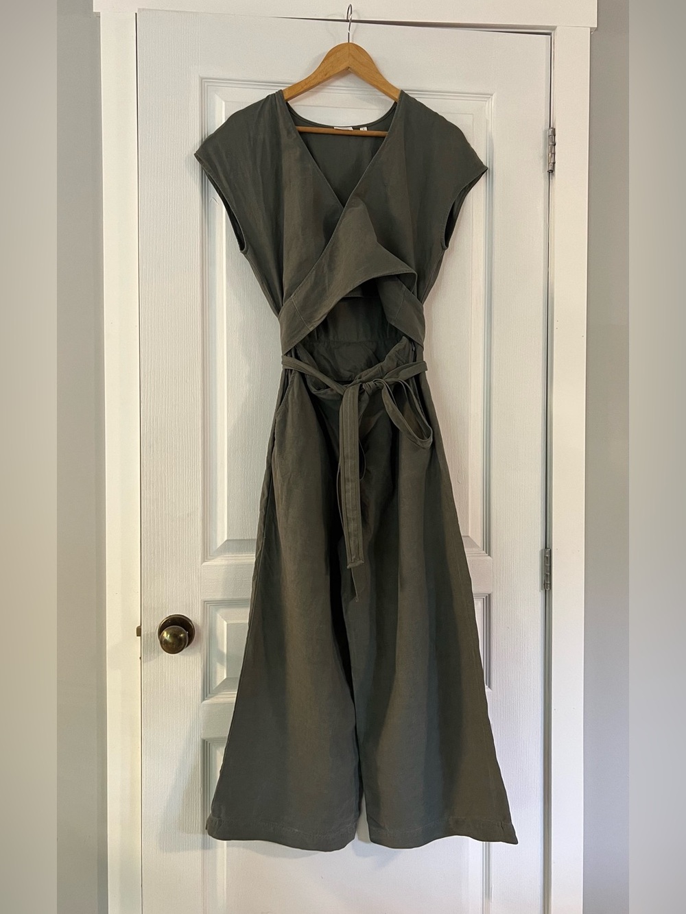 Wilfred Aritzia Brax Wrap Jumpsuit Olive Green